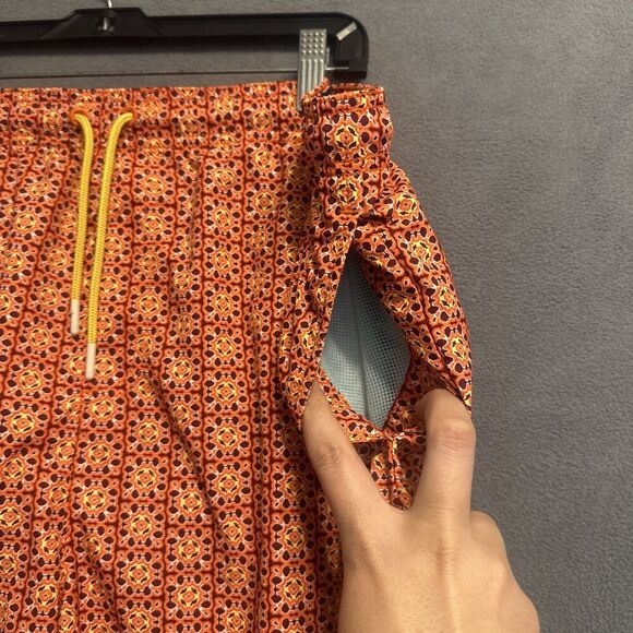 Tommy Bahama Swim Trunks Mesh Lined Pockets Mens XXL Orange Geometric Print - Picture 6 of 13